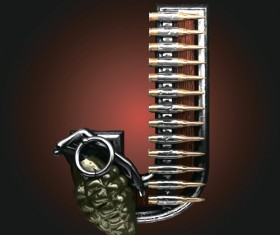 Metal alphabet with bullet and grenade vectors set 10