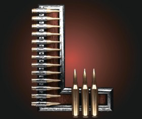 Metal alphabet with bullet and grenade vectors set 12