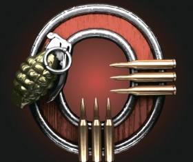 Metal alphabet with bullet and grenade vectors set 15