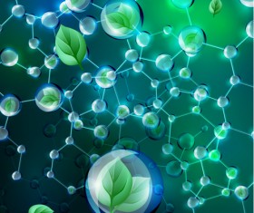 Molecule with green leaf vector template