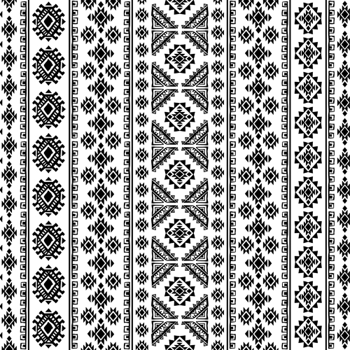 Ornaments pattern white with black vector 01