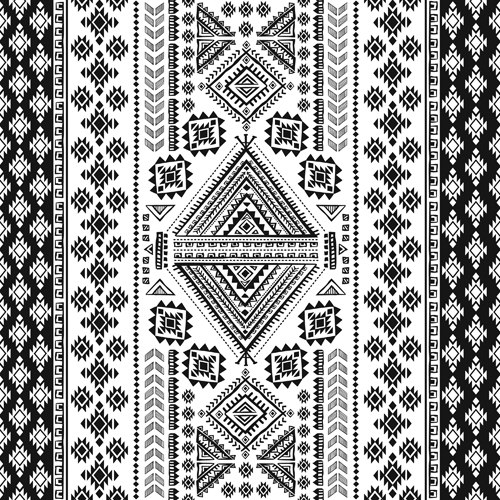 Ornaments pattern white with black vector 02