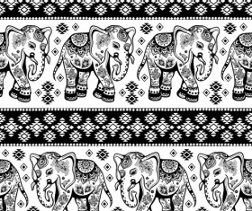 Ornaments pattern white with black vector 03