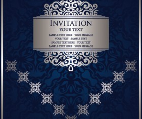 Ornate blue background retro vector material