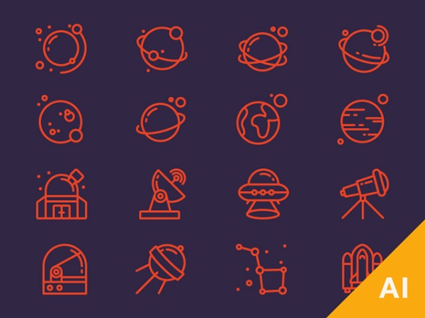 Outlines space free icons