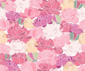 Pink Peonies seamless pattern hand drawing vector 01