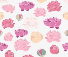 Pink Peonies seamless pattern hand drawing vector 02