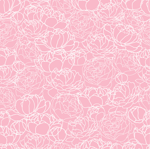 Pink Peonies seamless pattern hand drawing vector 04