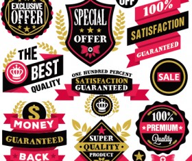 Premium quality ribbon labels with sticker vector material 01