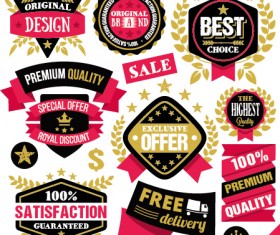 Premium quality ribbon labels with sticker vector material 07