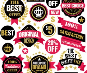 Premium quality ribbon labels with sticker vector material 08