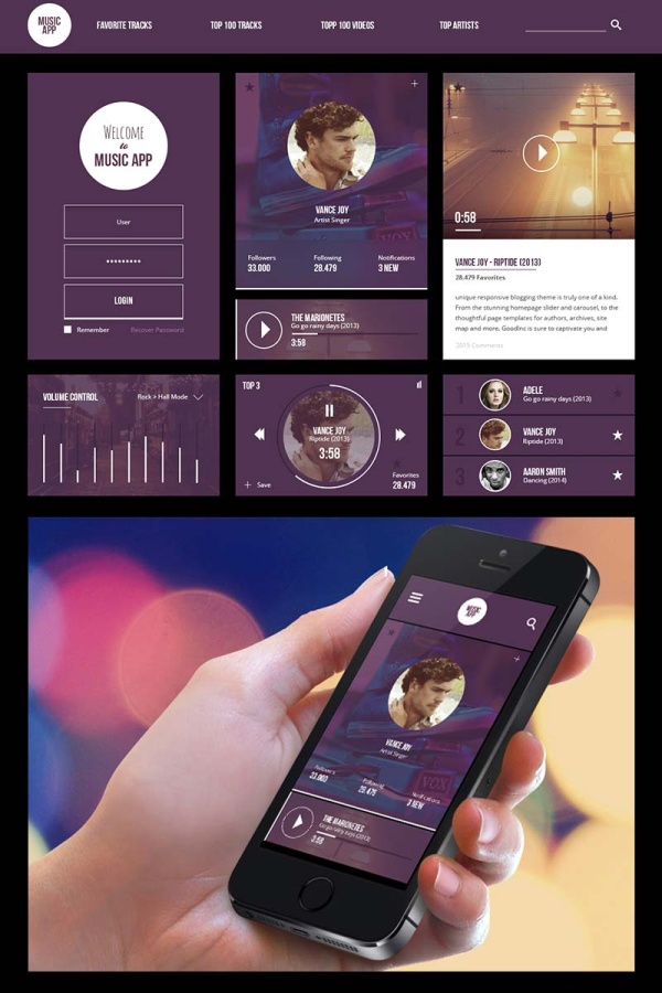 Purple Styles Music App UI Kit
