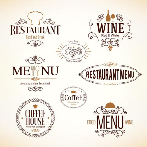 Restaurant food menu logos vector design 01