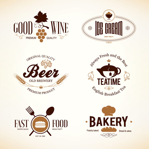 Restaurant food menu logos vector design 02