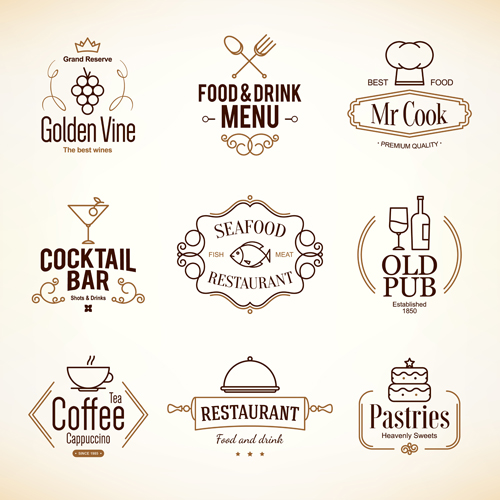 Restaurant food menu logos vector design 03