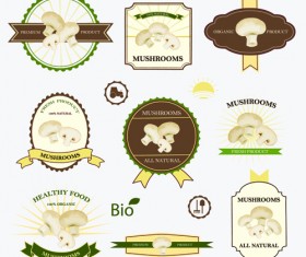 Retro mushrooms labels design vector