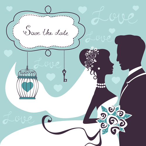 Romantic wedding background with love vector