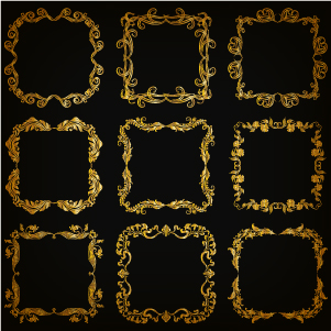 Royal golden frame vectors set 06