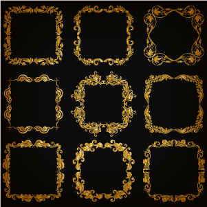 Royal golden frame vectors set 07