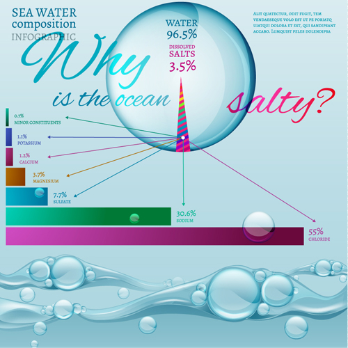 Sea water composition infographic vector 02