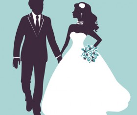 Sina with bride wedding vector silhouettes 01