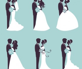 Sina with bride wedding vector silhouettes 02