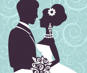 Sina with bride wedding vector silhouettes 03