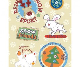 Snowflake with cute animal christmas vector
