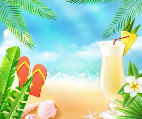 Summer holiday happy beach background vector 01