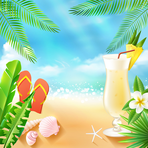 Summer holiday happy beach background vector 01