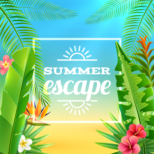 Summer holiday happy beach background vector 02