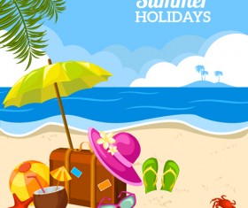Summer holiday happy beach background vector 03