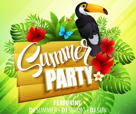Summer party flyer green style vector