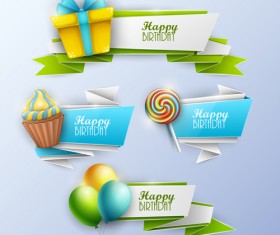 Sweet with birthday banner vector material 01