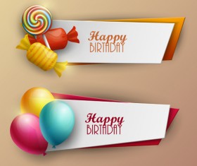 Sweet with birthday banner vector material 02