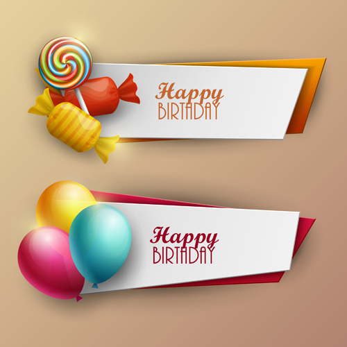 Sweet with birthday banner vector material 02