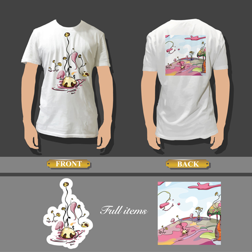 T-shirt front and back creative design vector set 02