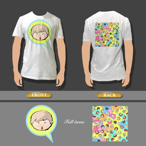 T-shirt front and back creative design vector set 03