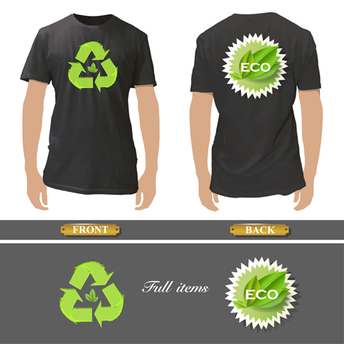 T-shirt front and back creative design vector set 04