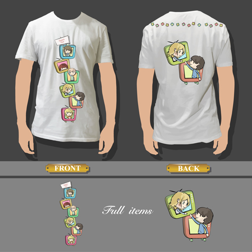 T-shirt front and back creative design vector set 05