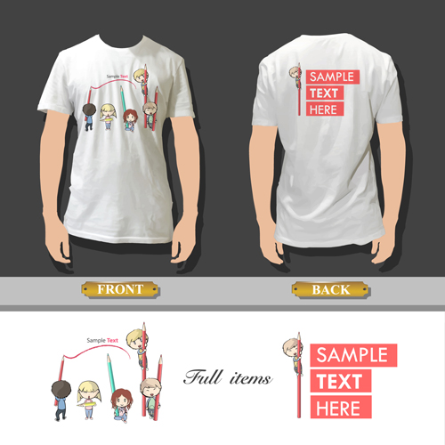 T-shirt front and back creative design vector set 07