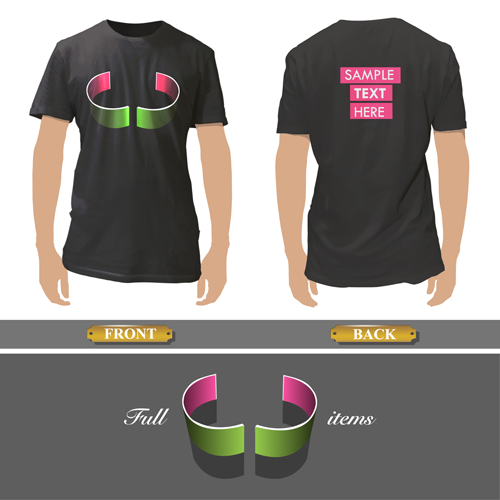 T-shirt front and back creative design vector set 09