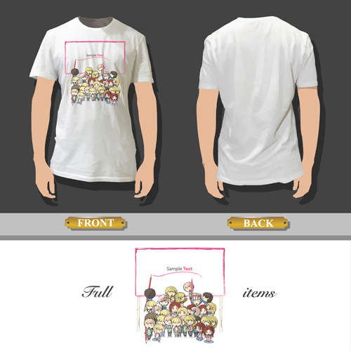 T-shirt front and back creative design vector set 10