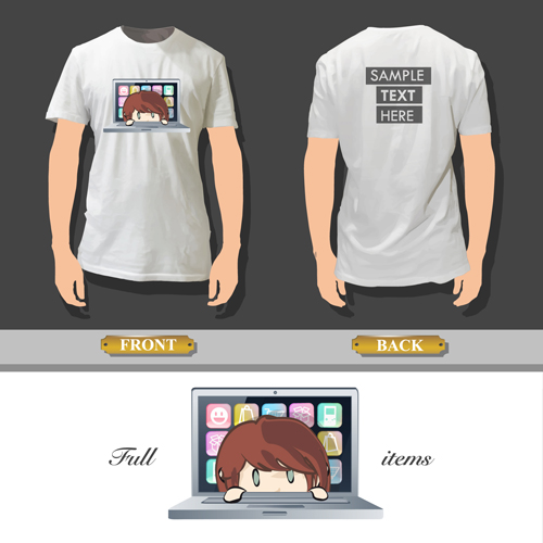 T-shirt front and back creative design vector set 19