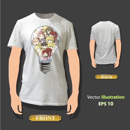 T-shirt front and back creative design vector set 20