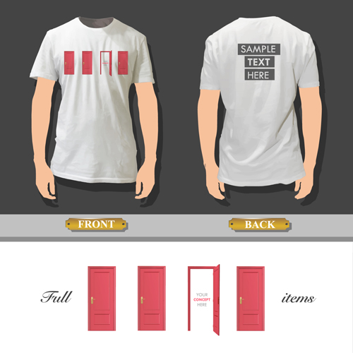 T-shirt front and back creative design vector set 21