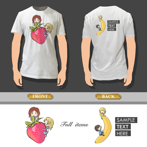 T-shirt front and back creative design vector set 25