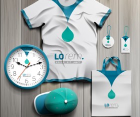 T-shirt with tags cap bag and clock kit vector 04