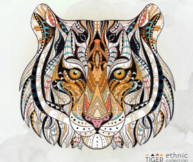 Tiger ethnic pattern vector