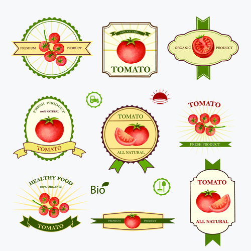 Tomato labels vintage vector material